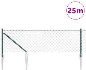 Cerca de Arame com 13 Postes de Estaca 0.6x25 m Aço Galvanizado