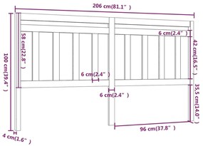 Cabeceira de cama 206x4x100 cm pinho maciço branco