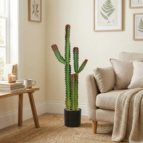 Planta artificial de interior com 111 cm, cacto artificial em vaso, para casa, escritório, sala de estar, quarto, verde