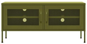 Móvel de TV aço 105x35x50 cm verde-azeitona