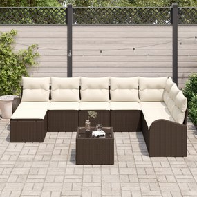Conjunto de Sofá de Jardim de 8 Peças com Almofadas Cinza Rattan PE
