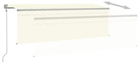 Toldo automático c/ estore/LED/sensor de vento 4x3 m cor creme