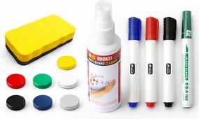 Kit Completo Quadros Brancos com Marcadores Ímans e Limpeza