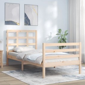 vidaXL Estrutura de cama com cabeceira 90x200 cm madeira maciça