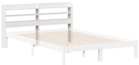 Cabeceira com prateleiras 140 cm madeira de pinho maciça branco