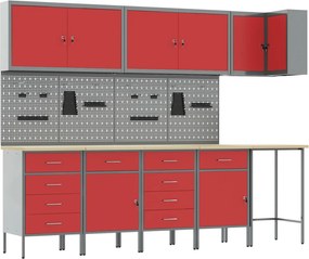 vidaXL Conjunto de Armários de Trabalho Manual 12 pcs Preto e Cinza