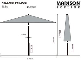 Madison Guarda-sol de jardim Elba 300 cm cinzento-acastanhado