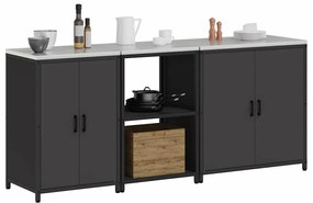 Conjunto de Armazenamento de Cozinha com prateleira Outros 3 pcs Preto