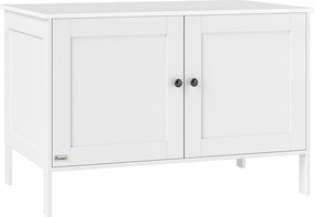 PawHut Armário para Caixa de Areia / Casa para Gatos com Porta Divisória, Caixa de Areia para Gatos Grandes 80 x 51 x 54 cm Branco | Aosom Portugal