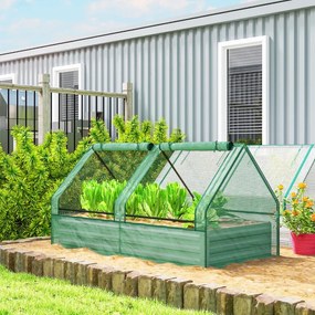 Floreira Exterior Grande com Mini Estufa com Base Aberta para Jardim Terraço Varanda 185x95x92 cm Cinzento e Verde