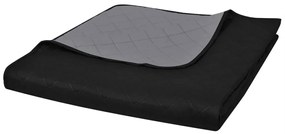 Colcha dupla face acolchoada preto/cinzento 230 x 260 cm