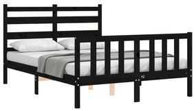 Estrutura de cama com cabeceira 140x190 cm madeira maciça preto