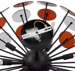 Candeeiro de Teto Art Déco Preto com Âmbar e Fume - Atomic