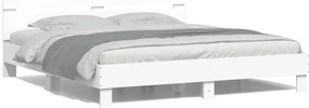 Estrutura cama c/ cabeceira e luzes LED 180x200 cm branco