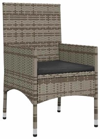 4 pcs conjunto lounge de jardim c/ almofadões vime PE cinzento