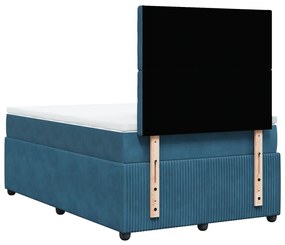 Cama boxspring com colchão 120x190 cm veludo azul