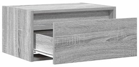 Mesa de cabeceira de parede com luzes LED cinzento sonoma