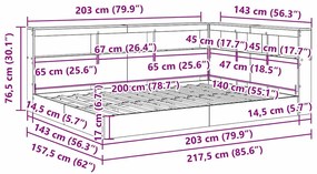 Cama Estante Cinza Sonoma 140 x 200 cm em Madeira Compensada