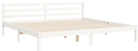 Estrutura de cama com cabeceira 200x200cm madeira maciça branco