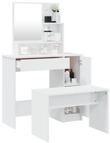 Conjunto toucador 86,5x35x136 cm branco brilhante