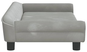 Sofá infantil 100x50x26 cm veludo cinzento-claro