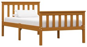 vidaXL Estrutura de cama 90x200 cm pinho maciço castanho mel