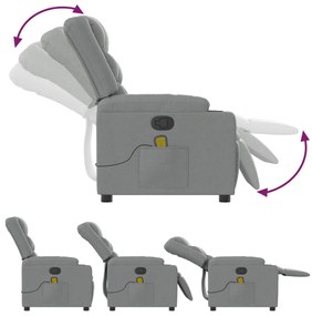 Poltrona de massagens reclinável tecido cinzento-claro