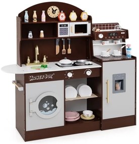 Conjunto de cozinha infantil de madeira com cafeteiras e acessórios - branco