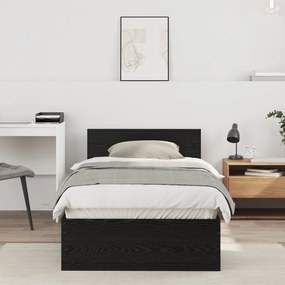Estrutura de Cama Carvalho Preto 90x190 cm Madeira Engenharia