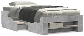 Estrutura de cama 90x200 cm derivados de madeira cinza sonoma