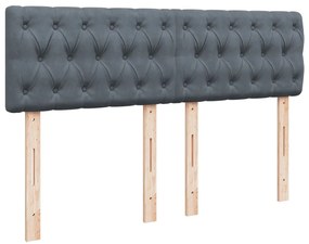 Cama com molas/colchão 160x200 cm veludo cinzento-escuro
