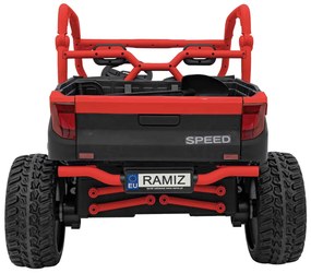 Carro elétrico para Crianças 2 Lugares Farmer Truck UTV Racing 24V 4x4 Rodas Espuma EVA, assento couro ecológico Vermelho