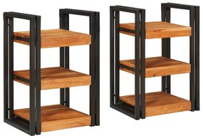 vidaXL Mesa-de-cabeceira 2 pcs Madeira Sólida de Acácia