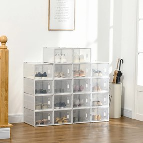 Armário Modular de Plástico Sapateira Modular com 18 Cubos Portas Magnéticas Organizador de Sapatos para Entrada Corredor Dormitório 28x36x21cm Transp