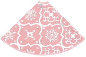 Saia de árvore de Natal luxuosa 90 cm com meia tecido rosa