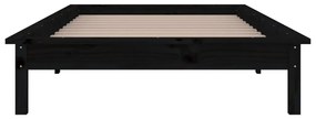 Estrutura cama c/ LED solteiro 75x190 cm madeira maciça preto