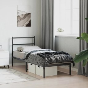 Estrutura de cama metal s/ colchão c/ cabeceira 75x190 cm preto