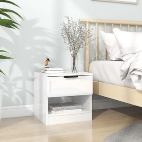 vidaXL Mesa de cabeceira madeira processada branco brilhante