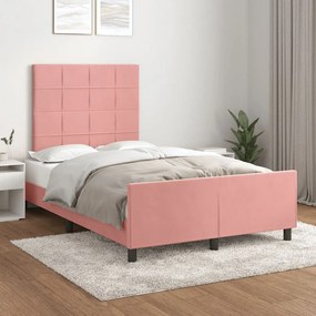 Estrutura de cama com colchão 120x190 cm veludo rosa