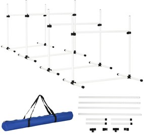 PawHut Conjunto de Treinamento de Agilidade para Cães 4 Peças Obstáculos de Salto com Altura Ajustável 99x65x94 cm  Azul