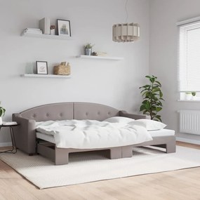 Sofá-cama com gavetão 80x200 cm tecido cinzento-acastanhado