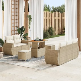 Conjunto de Sofá de Jardim vidaXL com Almofadas Bege Rattan Sintético