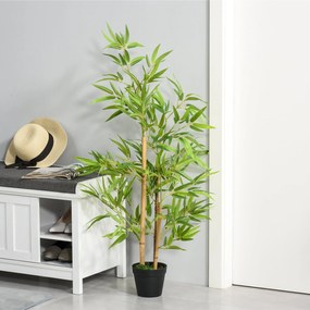 Outsunny Planta de Bambú Artificial no Vaso 120cm Planta Artificial De