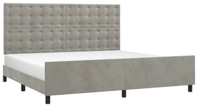 Estrutura de cama sem colchão 200x200 cm veludo cinzento-claro