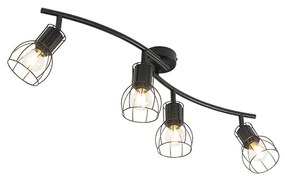 Candeeiro de teto moderno preto 86 cm 4 luzes - Botu Moderno