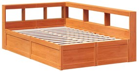 Cama com estante sem colchão 140x190 cm pinho maciço