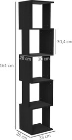 Estante de design moderno com 5 prateleiras 33 x 28 x 161 cm– Arrumação prática para casa ou escritório, preta