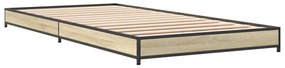 Estrutura de cama derivados de madeira e metal carvalho sonoma