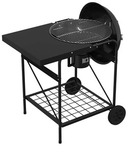 Carro de Carvão Parilla com Tampa Preta 96x72x113 cm em Metal