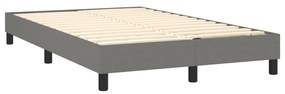 Cama box spring c/ colchão e LED 120x200 cm tecido cinza-escuro